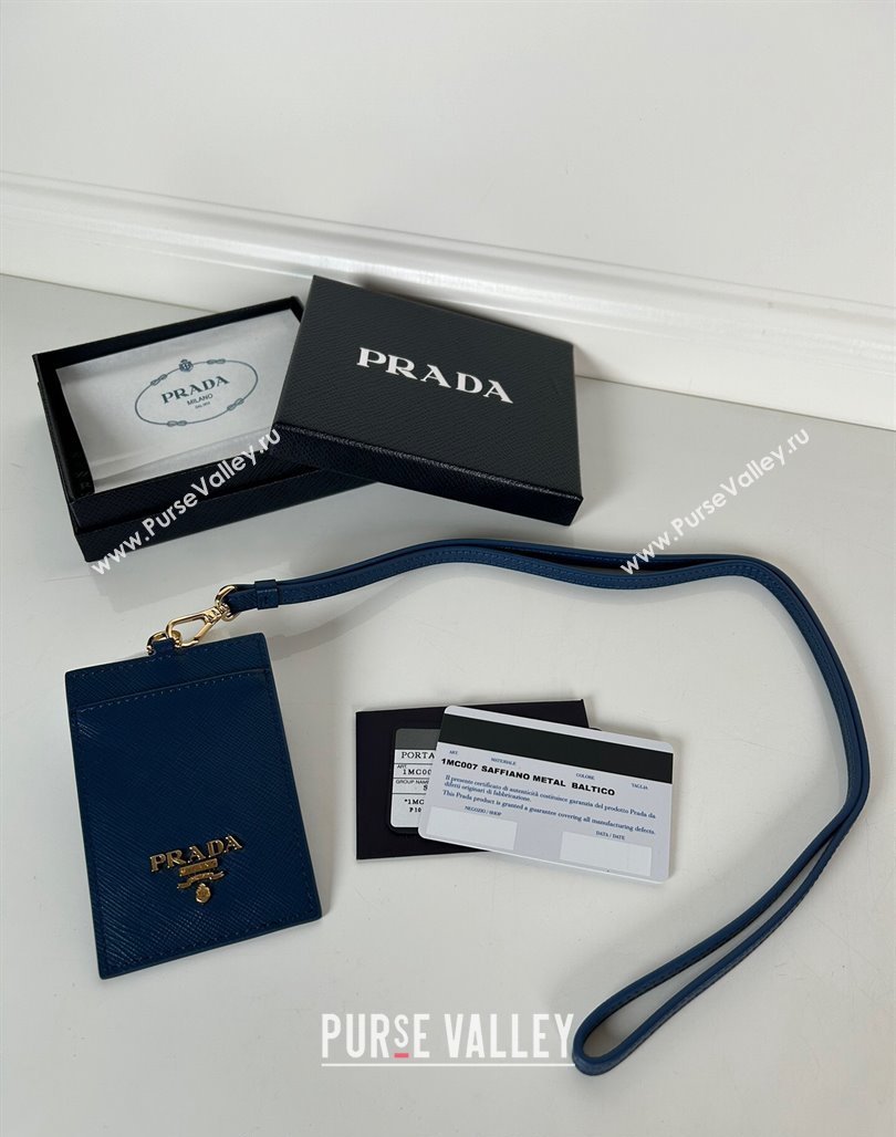 Prada Saffiano Leather Badge Holder 1MC007 Blue 2024 052402 (YZ-240524062)