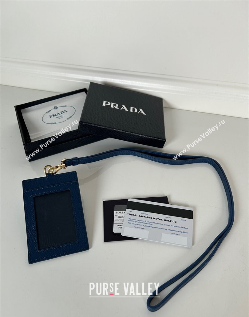 Prada Saffiano Leather Badge Holder 1MC007 Blue 2024 052402 (YZ-240524062)