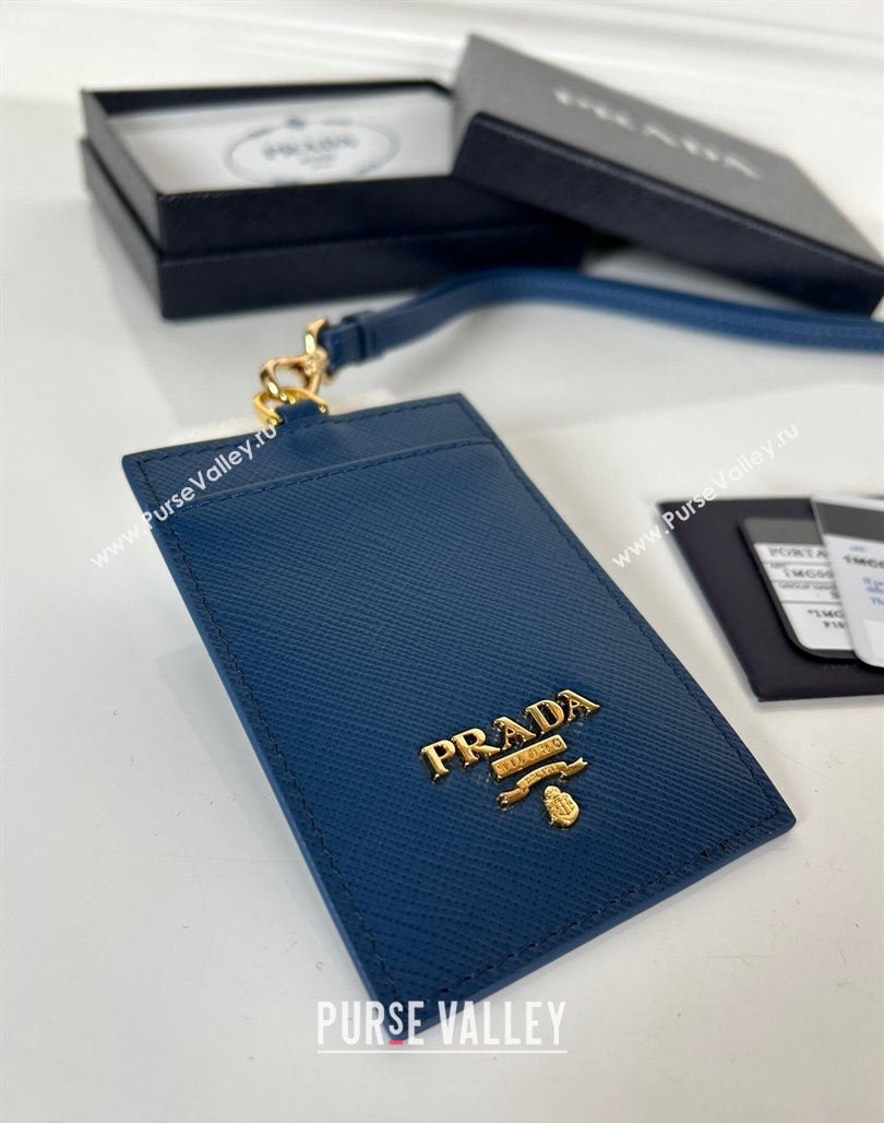 Prada Saffiano Leather Badge Holder 1MC007 Blue 2024 052402 (YZ-240524062)