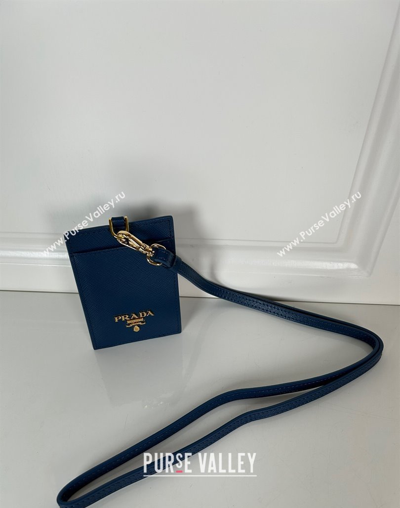 Prada Saffiano Leather Badge Holder 1MC007 Blue 2024 052402 (YZ-240524062)