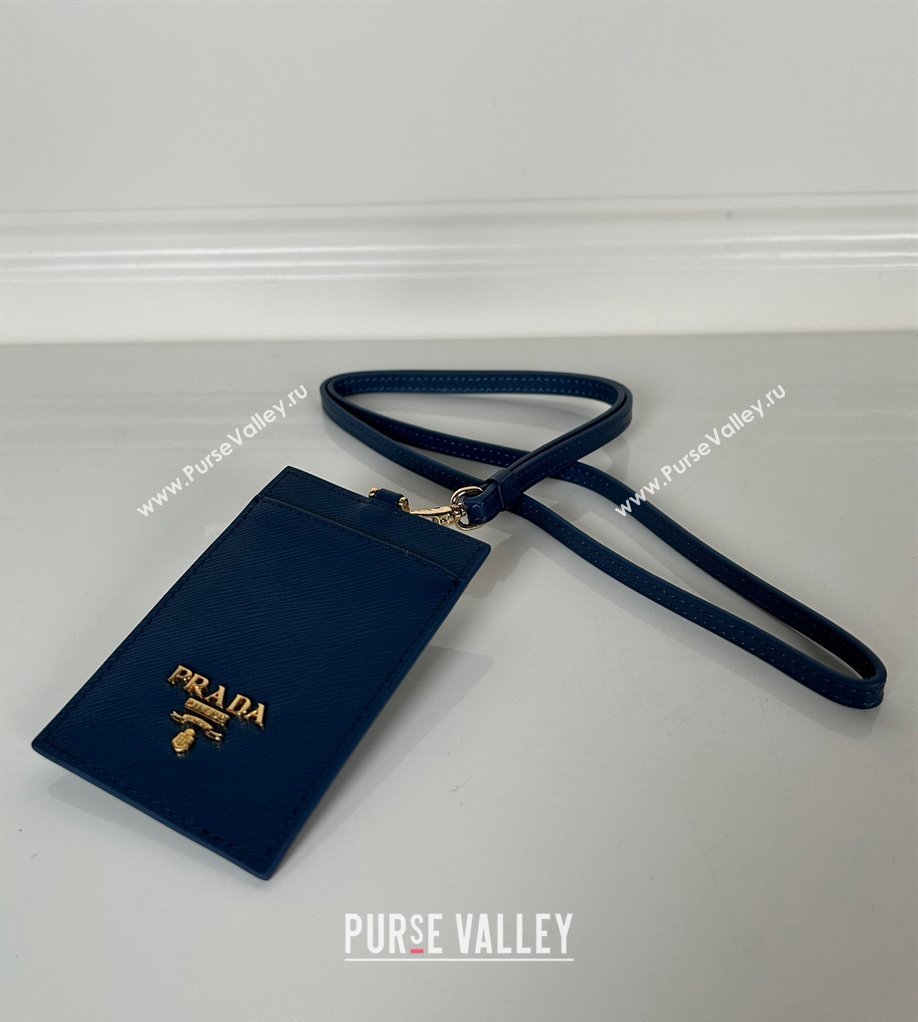 Prada Saffiano Leather Badge Holder 1MC007 Blue 2024 052402 (YZ-240524062)