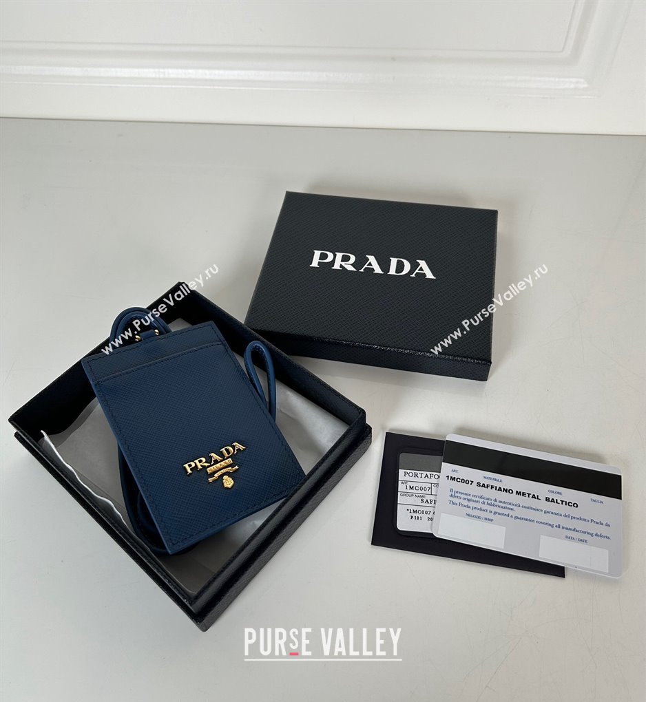 Prada Saffiano Leather Badge Holder 1MC007 Blue 2024 052402 (YZ-240524062)