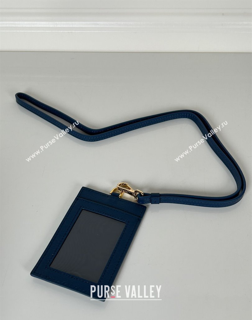 Prada Saffiano Leather Badge Holder 1MC007 Blue 2024 052402 (YZ-240524062)