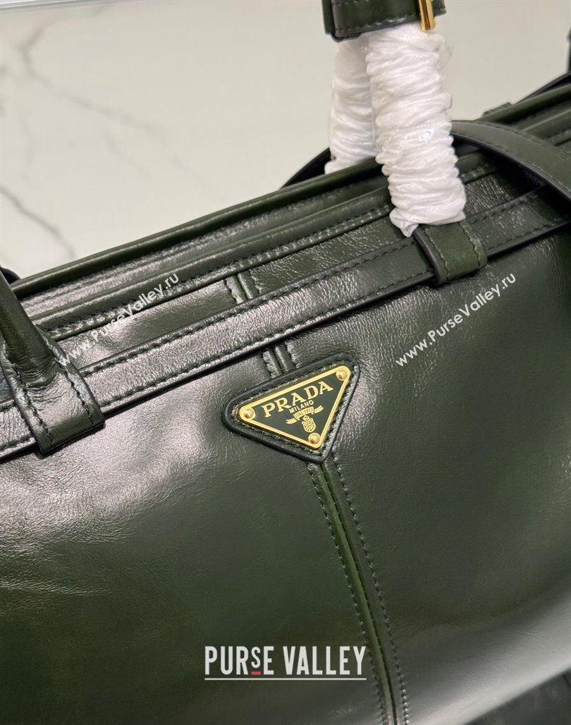 Prada Large leather handbag 1BA433 Dark Green 2024 (YZ-240524067)