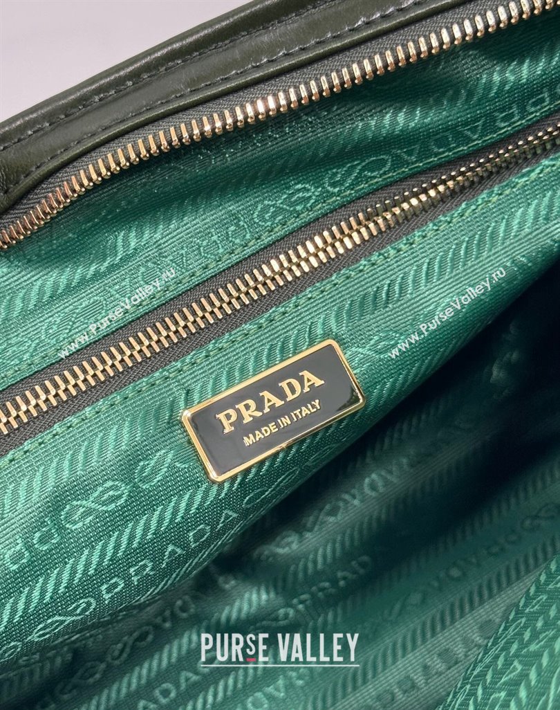 Prada Bonnie Large leather handbag 1BA433 Dark Green 2024 (YZ-250521032)