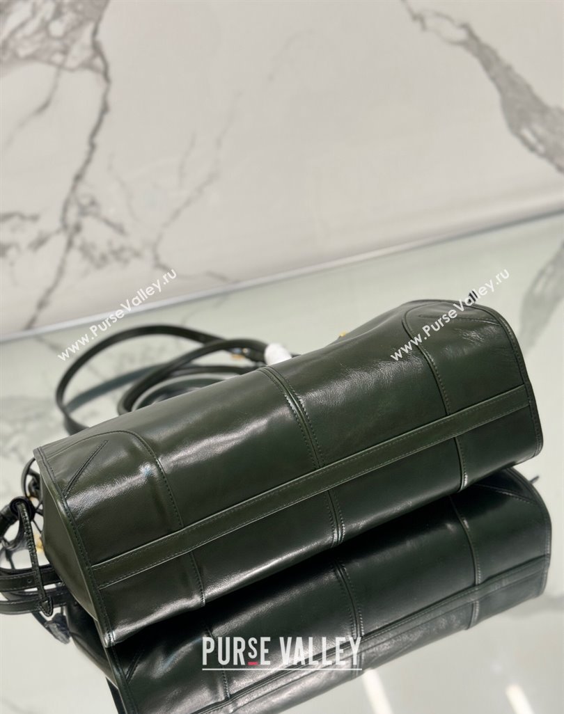 Prada Bonnie Large leather handbag 1BA433 Dark Green 2024 (YZ-250521032)