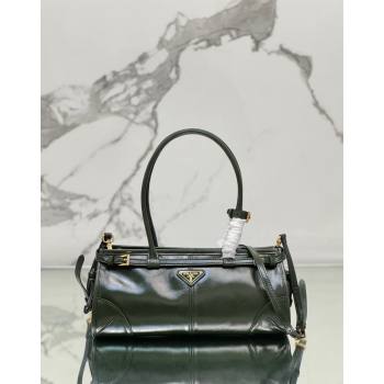Prada Medium shiny leather handbag 1BA426 Dark Green 2024 (YZ-240524068)