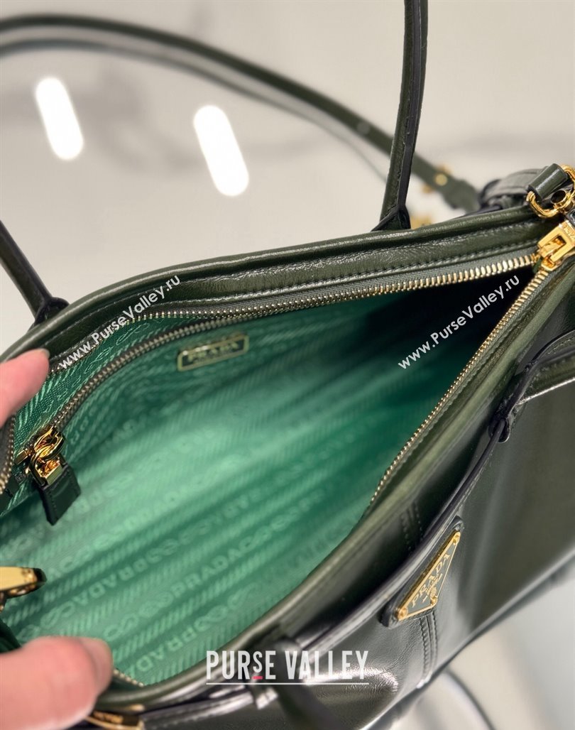 Prada Medium shiny leather handbag 1BA426 Dark Green 2024 (YZ-240524068)