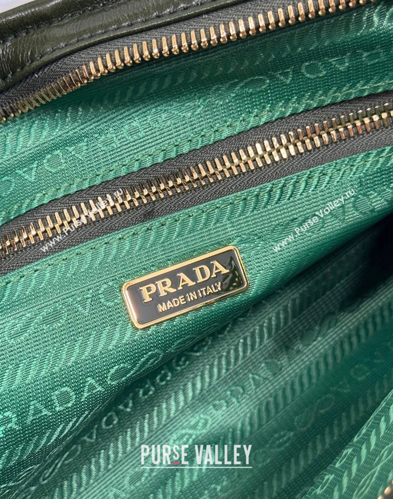 Prada Medium shiny leather handbag 1BA426 Dark Green 2024 (YZ-240524068)