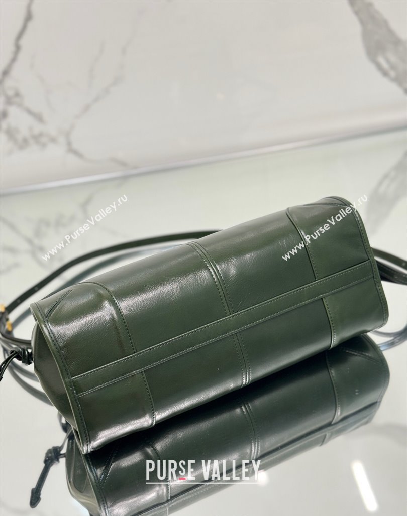 Prada Medium shiny leather top handbag 1BA426 Dark Green 2024 (YZ-240524069)