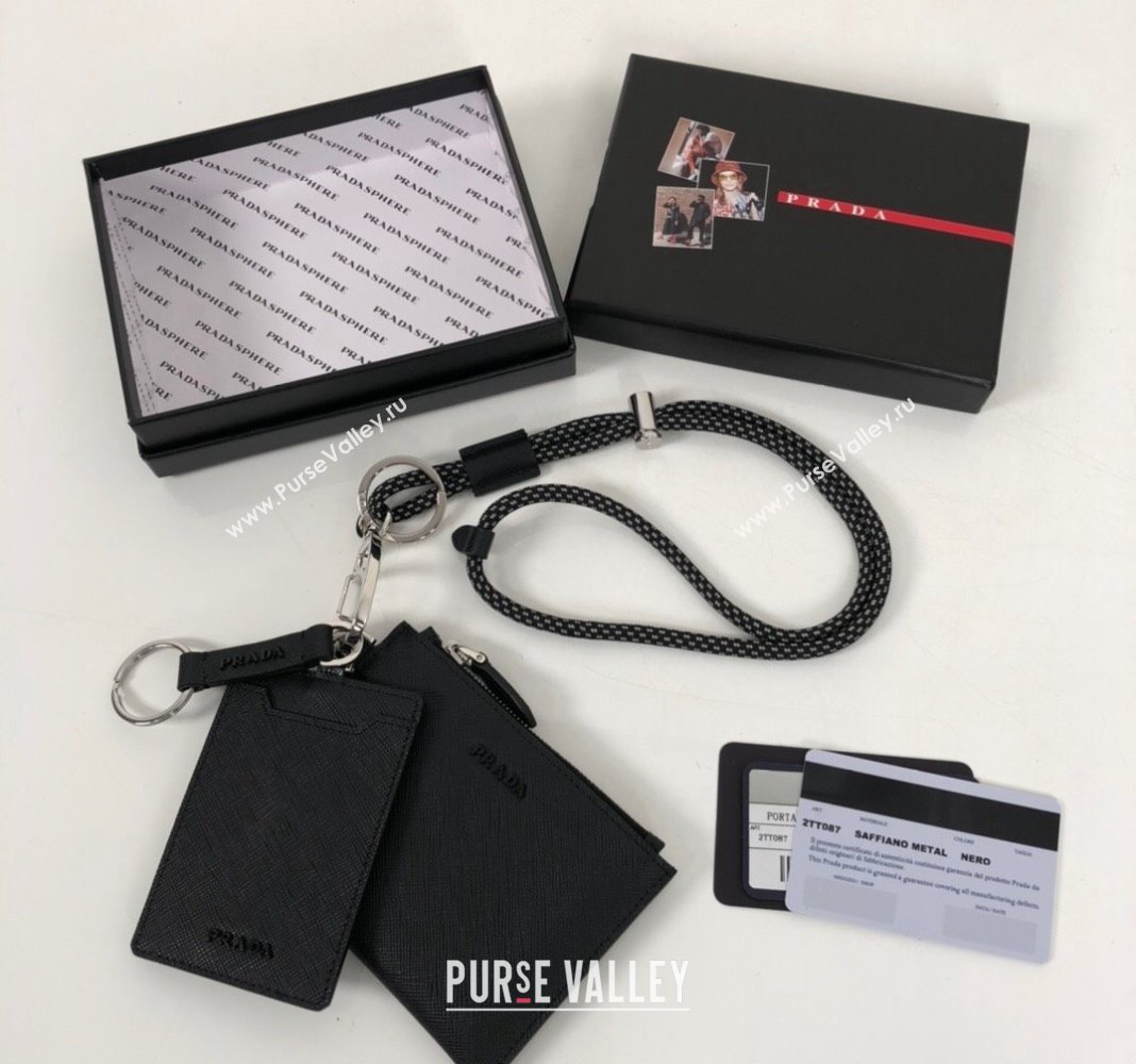 Prada Saffiano leather Key Pouch and Card Holder Set Black 2024 2TT087 (YZ-240524077)