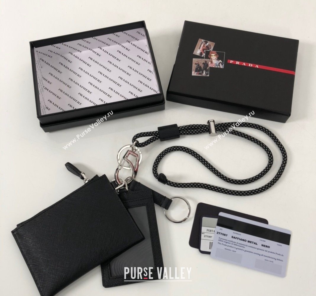 Prada Saffiano leather Key Pouch and Card Holder Set Black 2024 2TT087 (YZ-240524077)