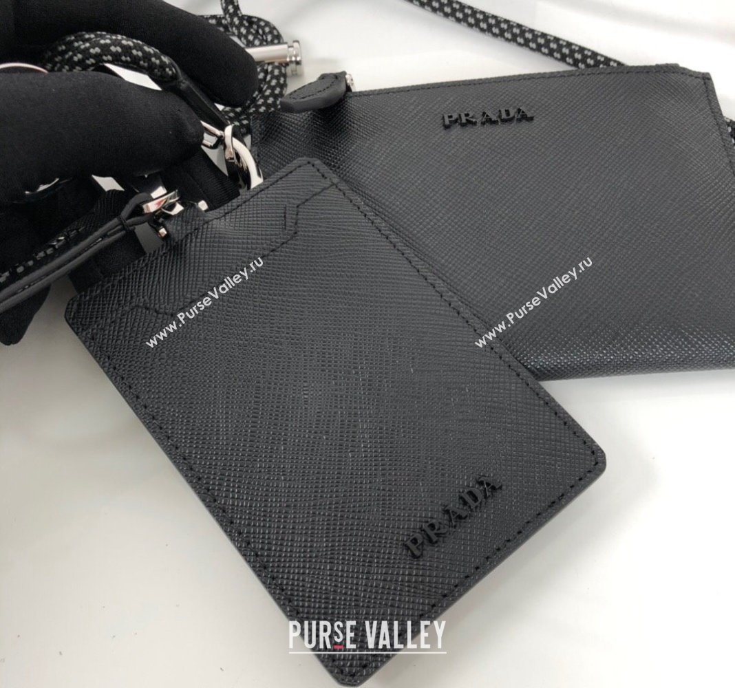 Prada Saffiano leather Key Pouch and Card Holder Set Black 2024 2TT087 (YZ-240524077)