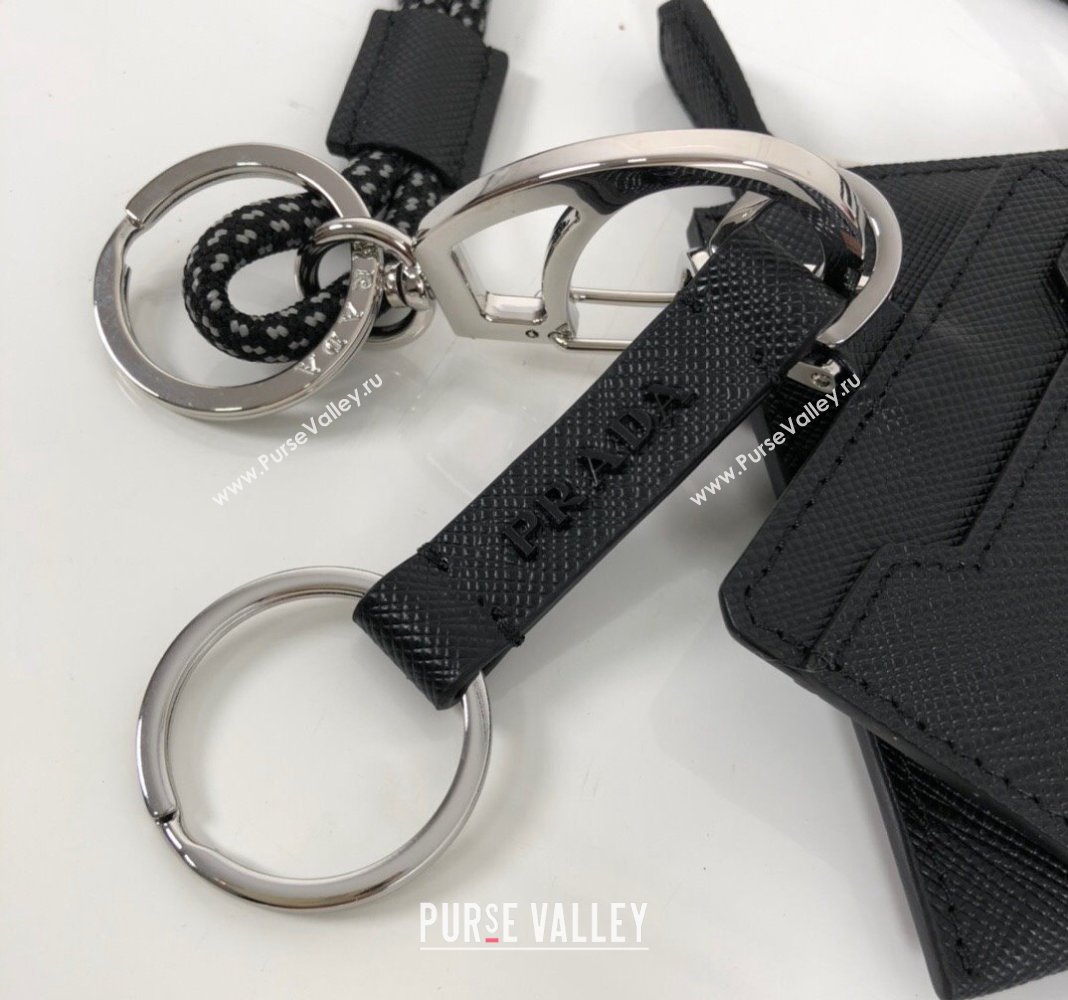 Prada Saffiano leather Key Pouch and Card Holder Set Black 2024 2TT087 (YZ-240524077)