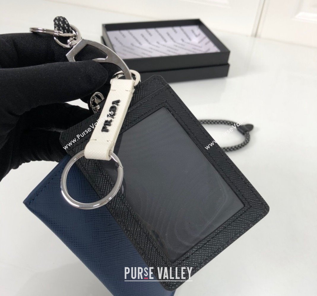 Prada Saffiano leather Key Pouch and Card Holder Set Blue 2024 2TT087 (YZ-240524078)