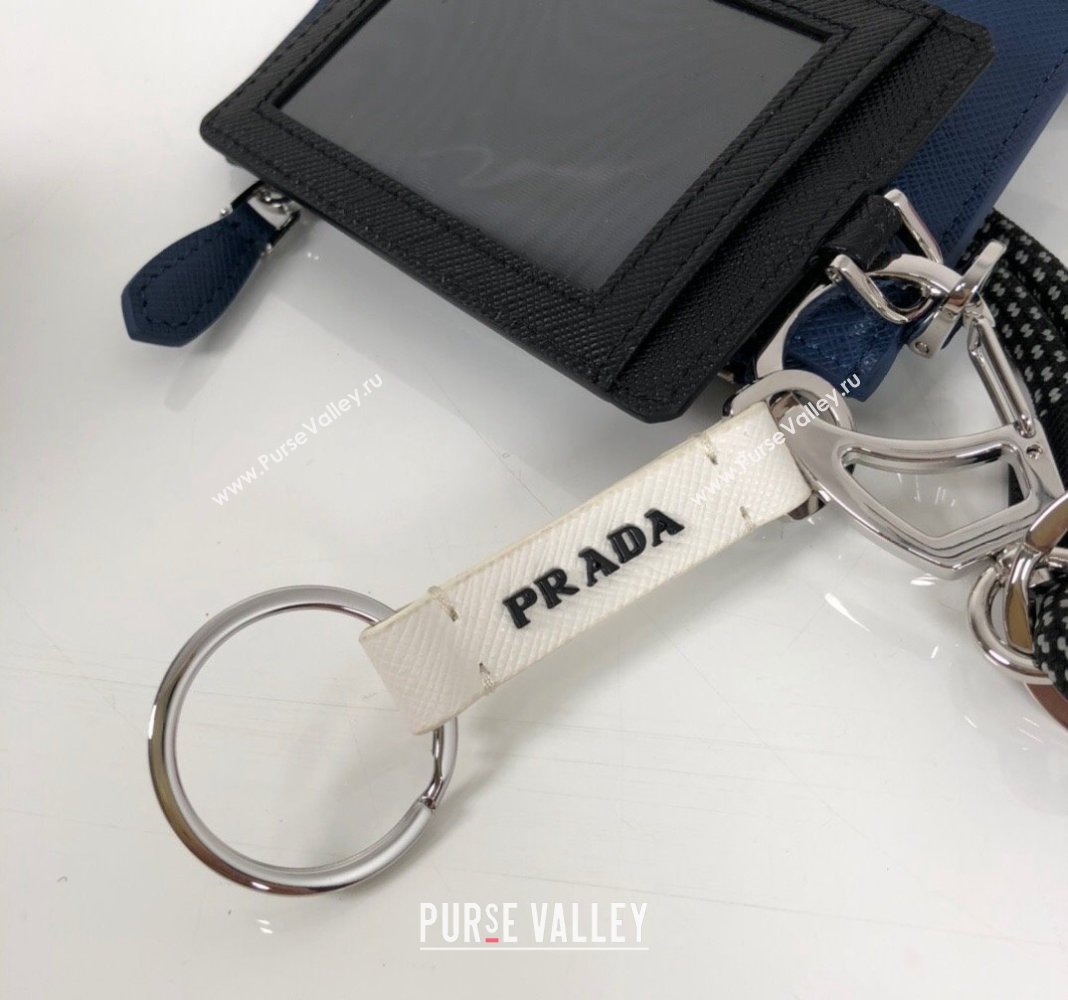 Prada Saffiano leather Key Pouch and Card Holder Set Blue 2024 2TT087 (YZ-240524078)