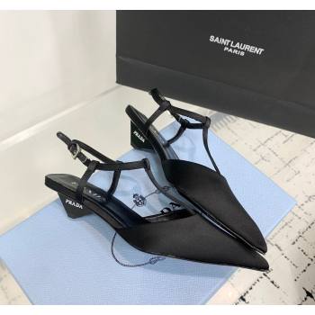 Prada Satin Slingback Pumps 3.5cm Black 2024 0611 (KER-240611086)