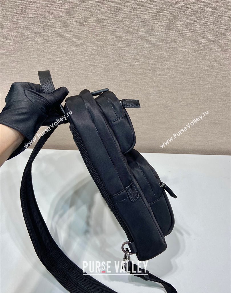 Prada Re-Nylon and Saffiano leather backpack bag 2VZ105 Black 2024 (YZ-240624048)