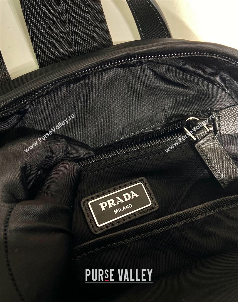 Prada Re-Nylon and Saffiano leather backpack bag 2VZ105 Black 2024 (YZ-240624048)