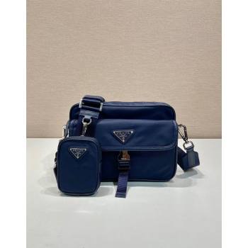 Prada Re-Nylon and Saffiano Leather Shoulder Bag 2VH133 Dark Blue 2024 (YZ-240624051)