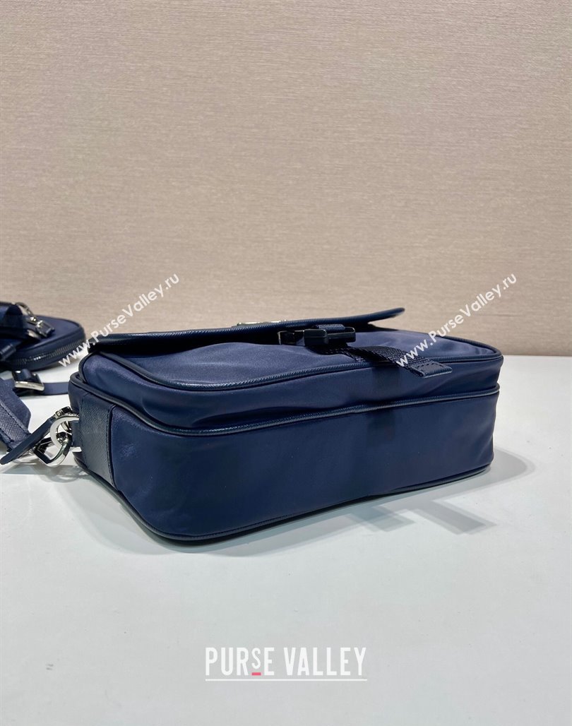 Prada Re-Nylon and Saffiano Leather Shoulder Bag 2VH133 Dark Blue 2024 (YZ-240624051)