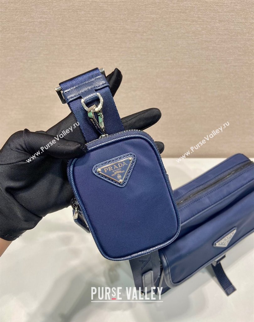 Prada Re-Nylon and Saffiano Leather Shoulder Bag 2VH133 Dark Blue 2024 (YZ-240624051)