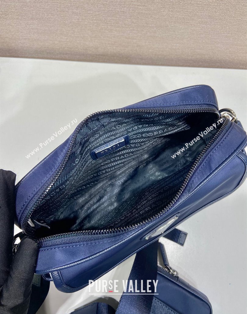 Prada Re-Nylon and Saffiano Leather Shoulder Bag 2VH133 Dark Blue 2024 (YZ-240624051)