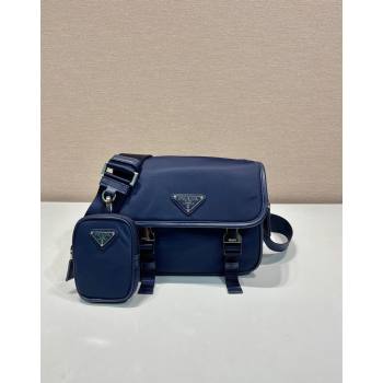 Prada Mens Nylon and Saffiano Leather Shoulder Bag 2VD034 Dark Blue 2024 (YZ-240624052)