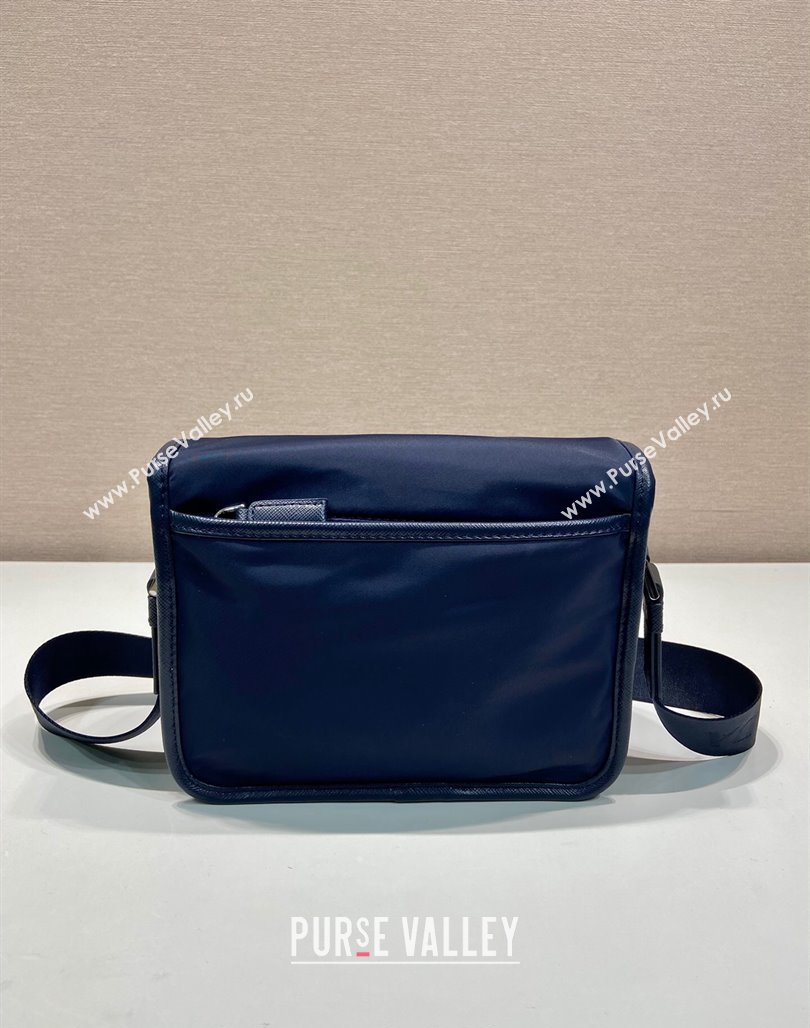 Prada Mens Nylon and Saffiano Leather Shoulder Bag 2VD034 Dark Blue 2024 (YZ-240624052)