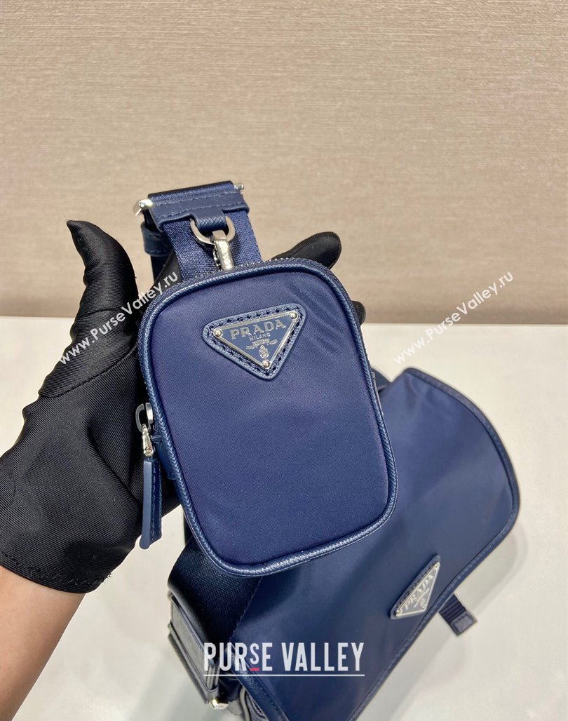 Prada Mens Nylon and Saffiano Leather Shoulder Bag 2VD034 Dark Blue 2024 (YZ-240624052)