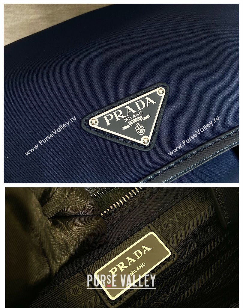 Prada Mens Nylon and Saffiano Leather Shoulder Bag 2VD034 Dark Blue 2024 (YZ-240624052)