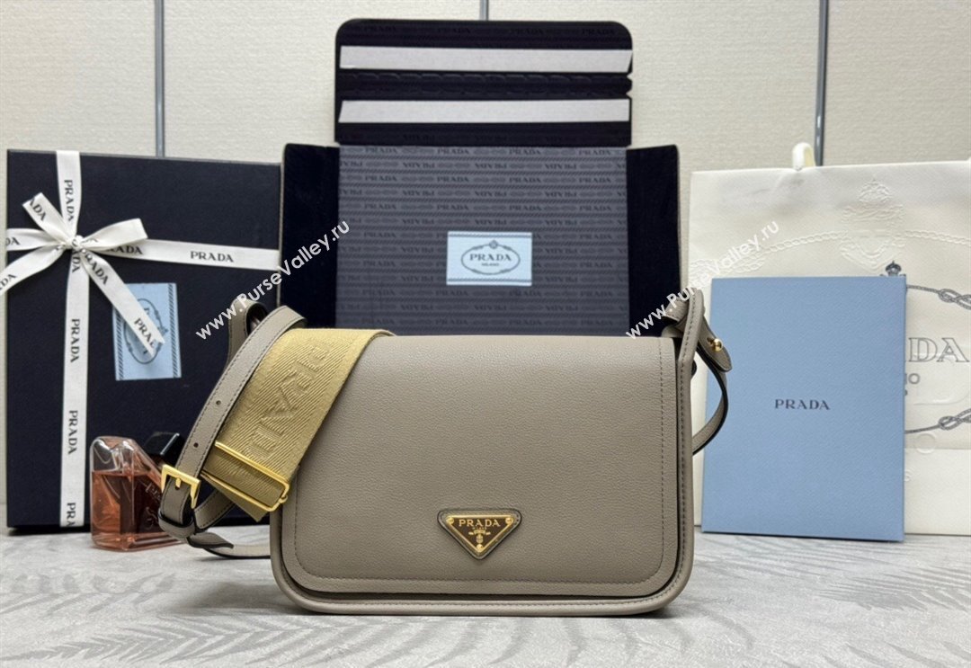 Prada Leather Shoulder bag 1BD372 Grey 2024 (YZ-240624053)