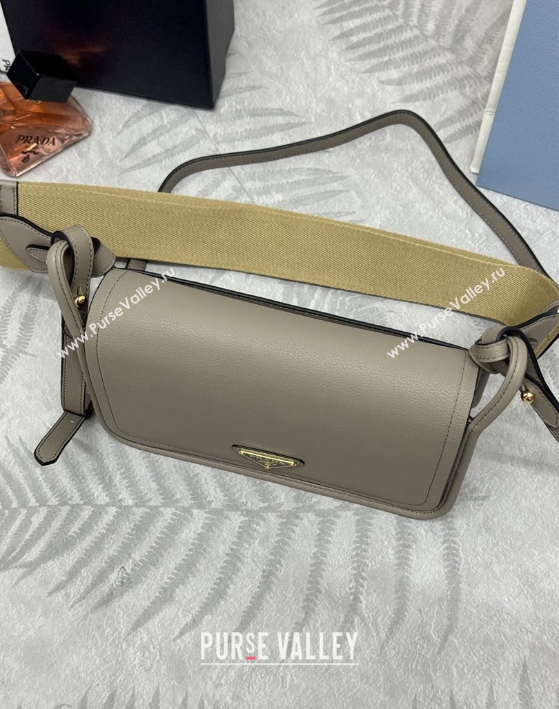 Prada Leather Shoulder bag 1BD372 Grey 2024 (YZ-240624053)