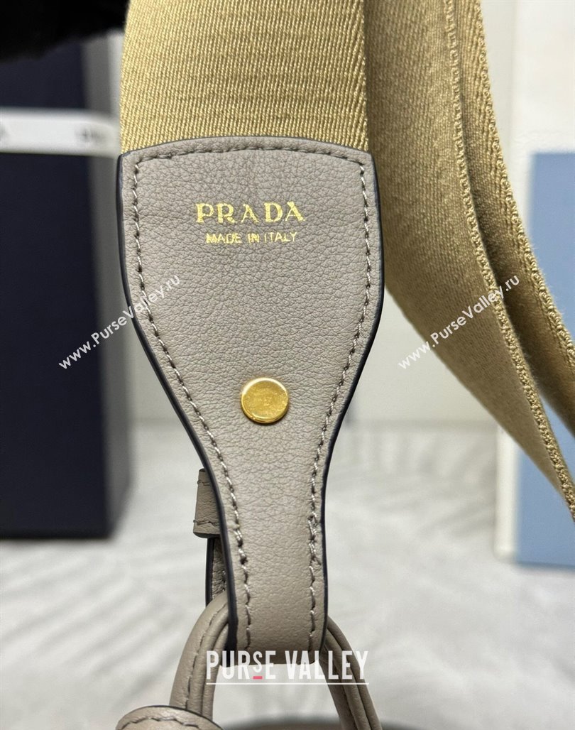 Prada Leather Shoulder bag 1BD372 Grey 2024 (YZ-240624053)