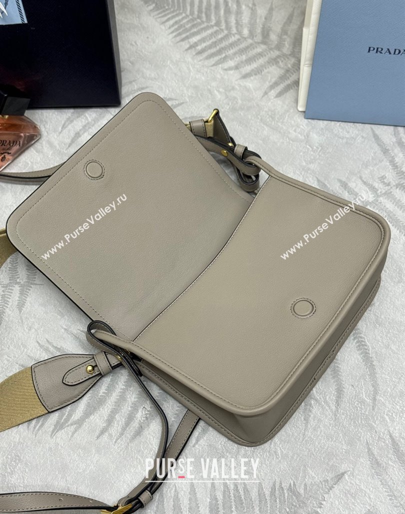 Prada Leather Shoulder bag 1BD372 Grey 2024 (YZ-240624053)