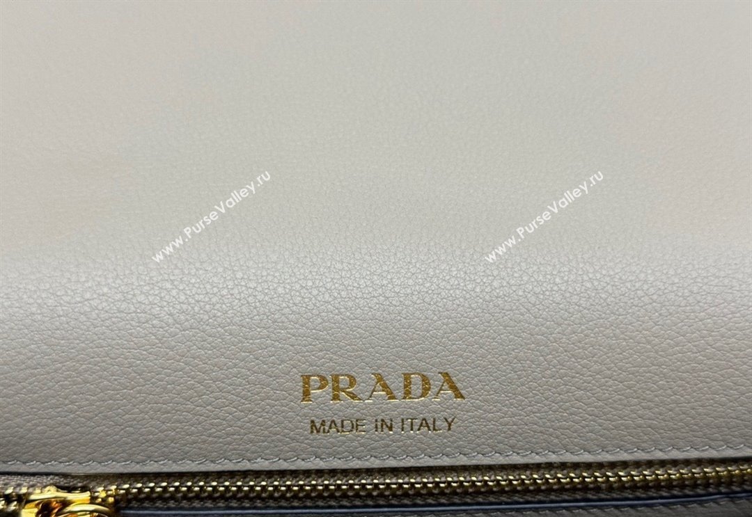 Prada Leather Shoulder bag 1BD372 Grey 2024 (YZ-240624053)