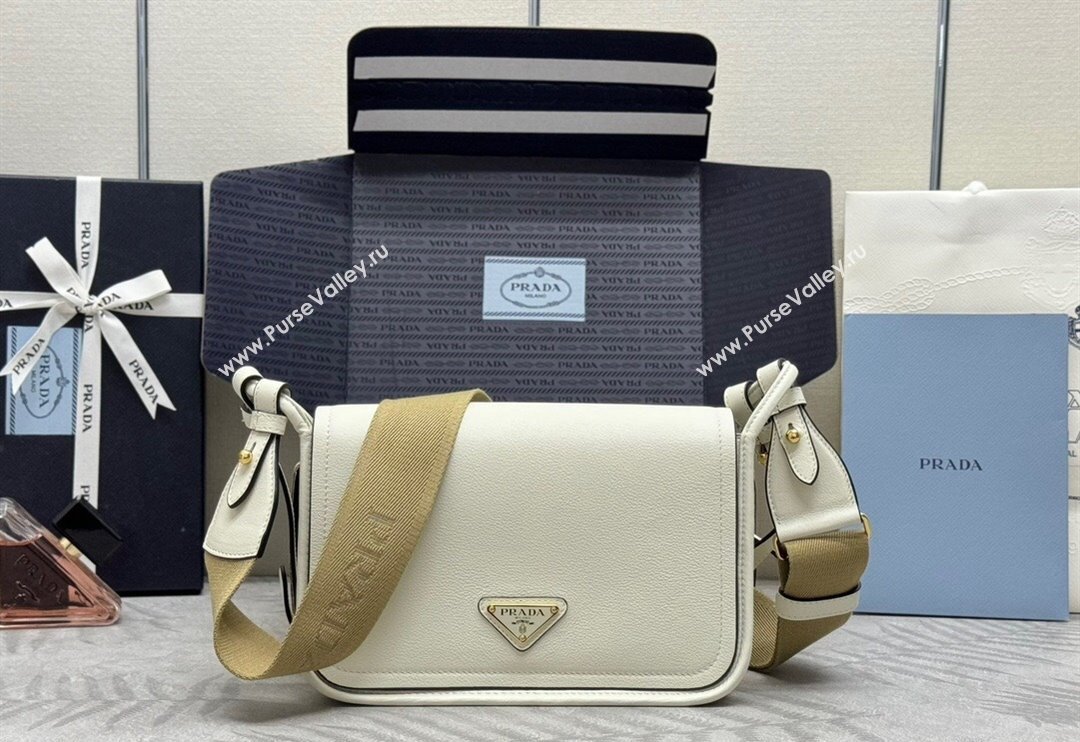 Prada Leather Shoulder bag 1BD372 White 2024 (YZ-240624054)