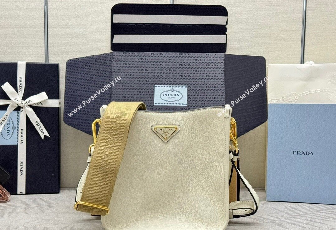 Prada Leather Bucket bag 1BH220 White 2024 (YZ-240624057)