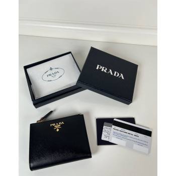 Prada Small Saffiano leather wallet Black/Gold Logo 2024 1ML050 (YZ-240624062)