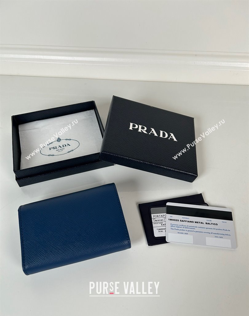 Prada Small Saffiano leather wallet Blue 2024 1MH025 (YZ-240624064)