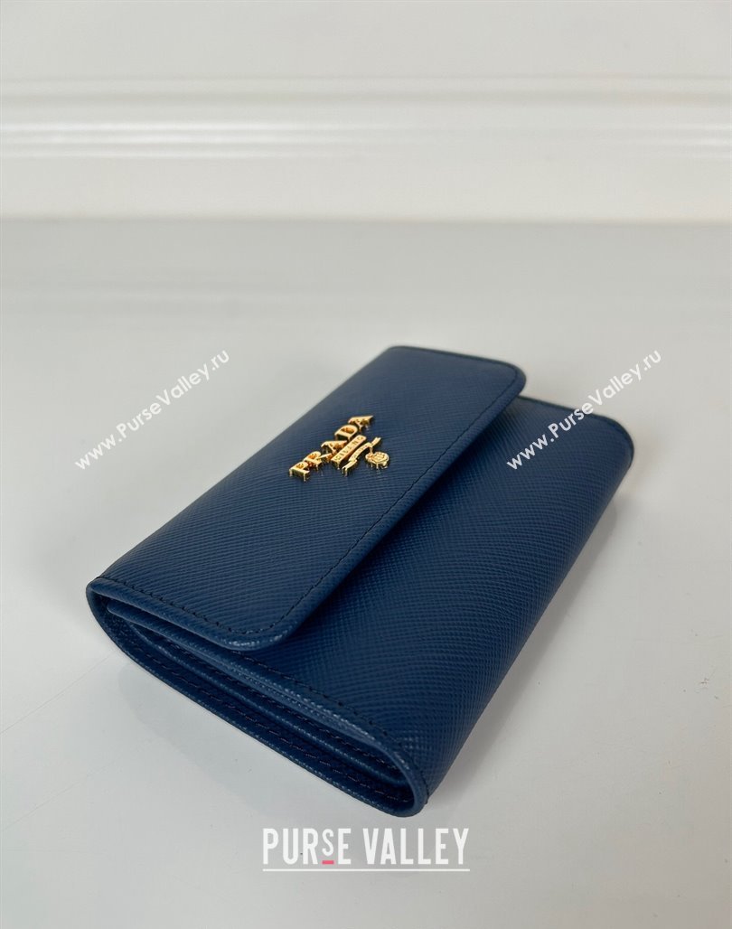 Prada Small Saffiano leather wallet Blue 2024 1MH025 (YZ-240624064)