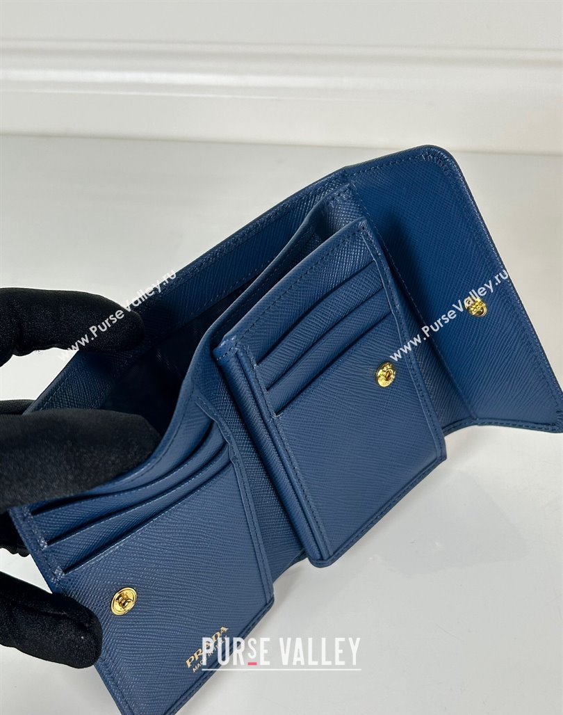 Prada Small Saffiano leather wallet Blue 2024 1MH025 (YZ-240624064)