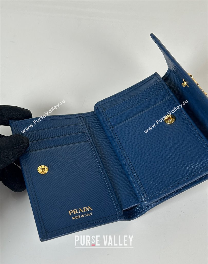 Prada Small Saffiano leather wallet Blue 2024 1MH025 (YZ-240624064)