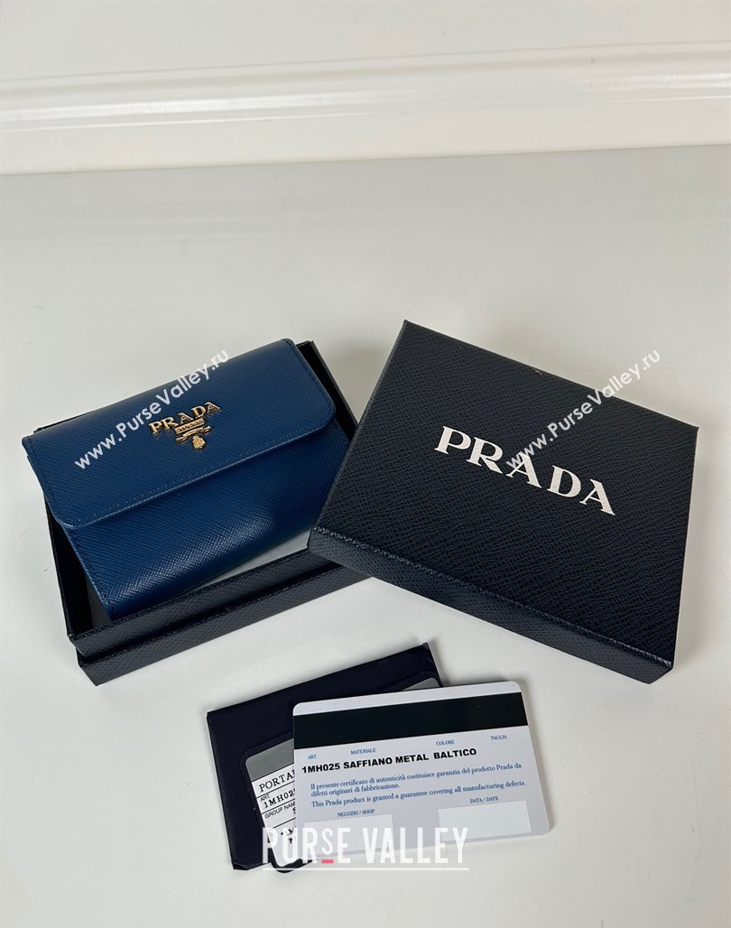 Prada Small Saffiano leather wallet Blue 2024 1MH025 (YZ-240624064)