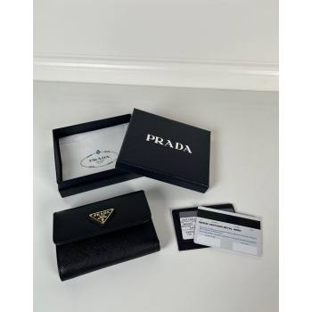 Prada Small Saffiano leather wallet Black/Tiangle 2024 1MH025 (YZ-240624065)