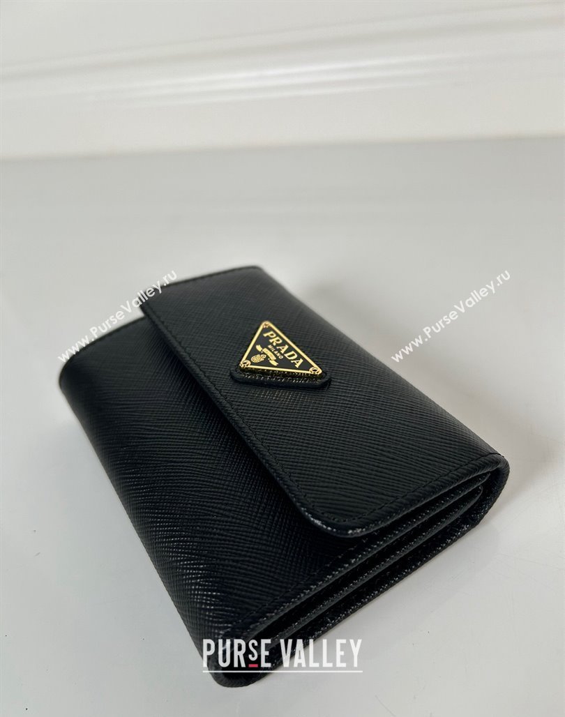 Prada Small Saffiano leather wallet Black/Tiangle 2024 1MH025 (YZ-240624065)