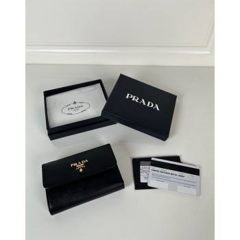 Prada Small Saffiano leather wallet Black/Logo 2024 1MH025 (YZ-240624066)