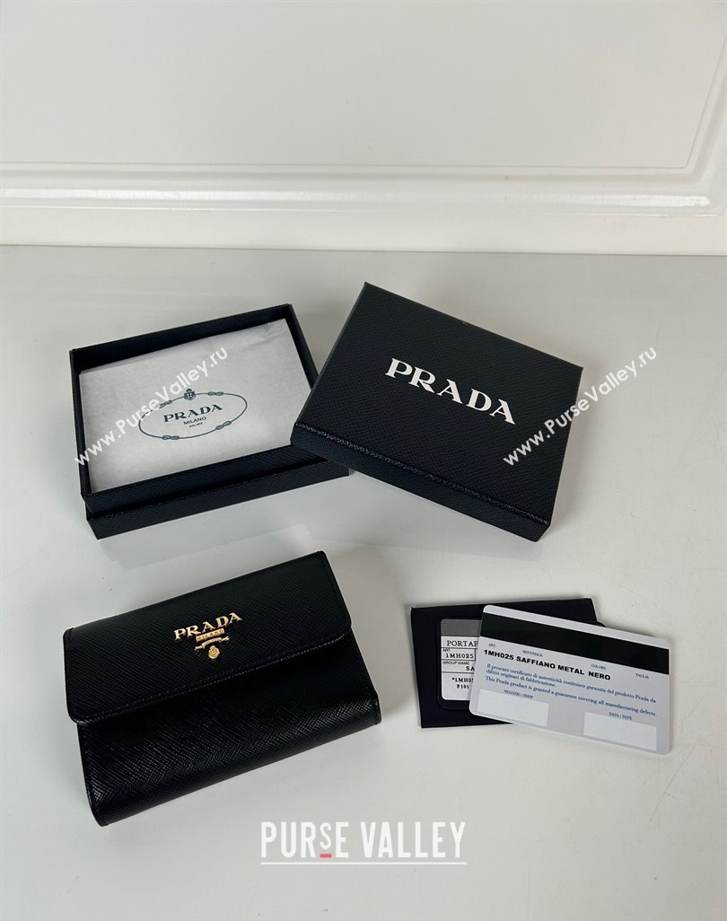 Prada Small Saffiano leather wallet Black/Logo 2024 1MH025 (YZ-240624066)