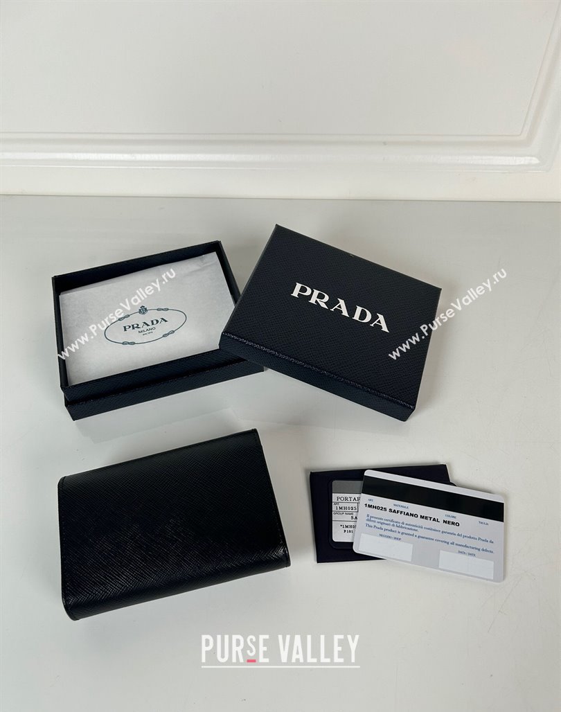 Prada Small Saffiano leather wallet Black/Logo 2024 1MH025 (YZ-240624066)