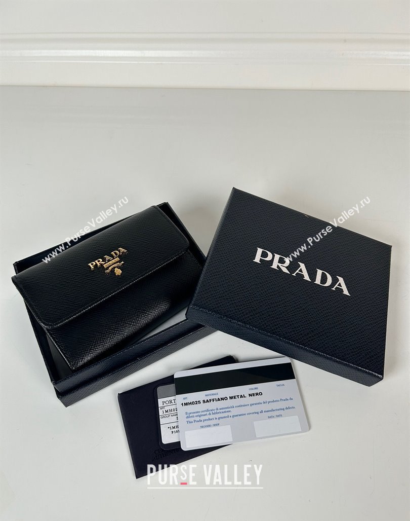 Prada Small Saffiano leather wallet Black/Logo 2024 1MH025 (YZ-240624066)